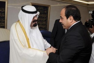 Saudi Arabia's King Abdullah meets Egypt's new president Abdel Fattah al-Sisi during his visit to Cairo