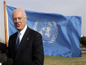 The new Special Representative of the United Nations for Afghanistan Staffan De Mistura talks to the media in Kabul
