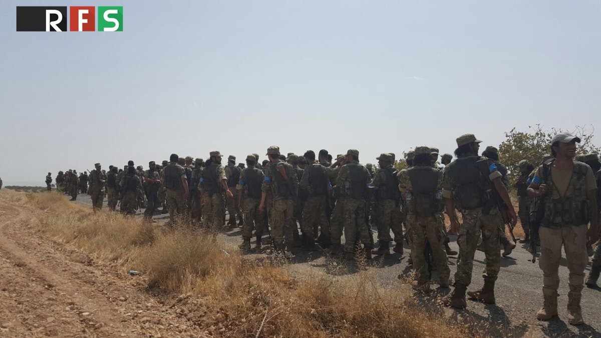 Photo Shows Syrian Rebels Free Syrian Army FSA Moving Towards Jarabulus from Qarqamesh position,Turkey.